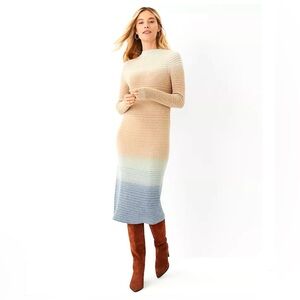 Ann Taylor Beige and Blue Gradient Midi Dress